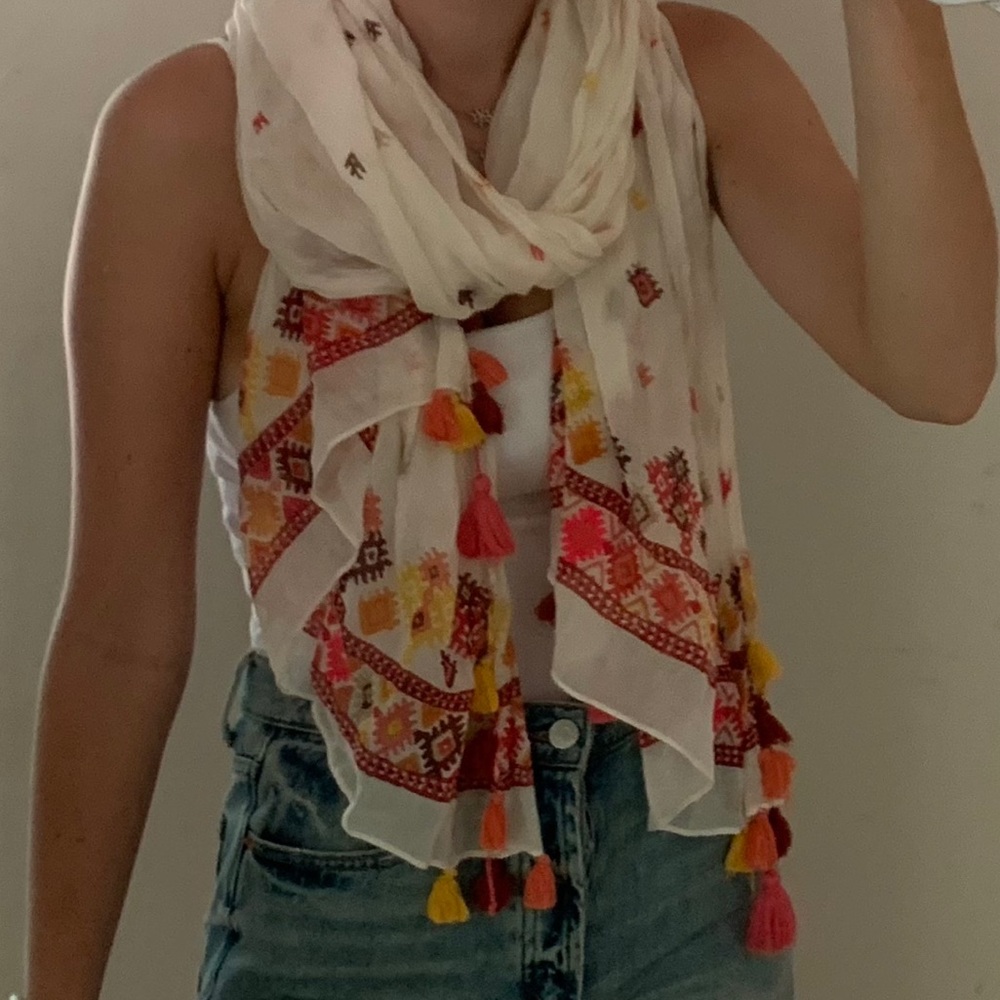 Loft Tasseled Scarf in Warm Colors
